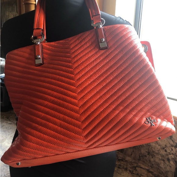 orYANY Orange Leather Women's Shoulder Handbag with strap - Picture 2 of 16